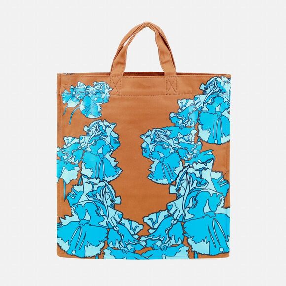NWT Marc Jacobs Brown Blue Pansy Floral Crossbody Tote Bag - Picture 7 of 11
